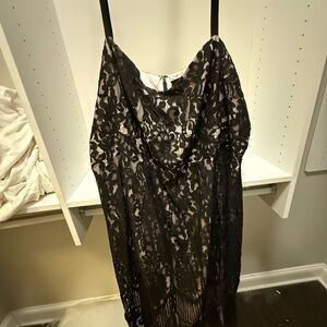 City Chic Black Lace Dress with Blush Lining